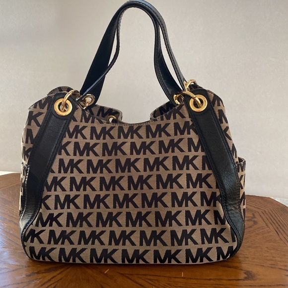 Michael Kors Brown and Black MK Logo Shoulder Bag - Picture 2 of 8